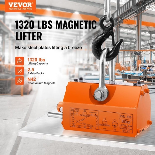 VEVOR Magnetic Lifter, 1320 lbs/600kg Pulling Capacity - photo 2