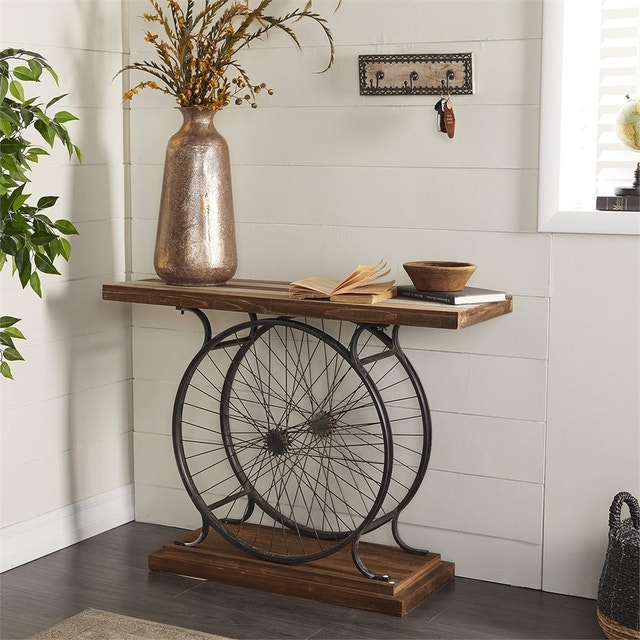 Deco 79 Wood Bike Wide Slatted Top Console Table