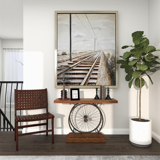 Deco 79 Wood Bike Wide Slatted Top Console Table - photo 2