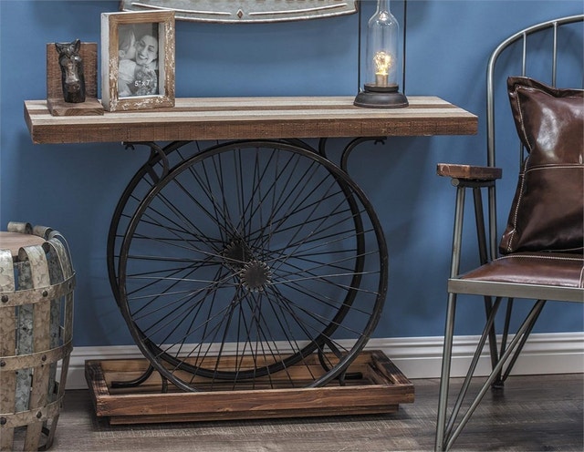 Deco 79 Wood Bike Wide Slatted Top Console Table - photo 3