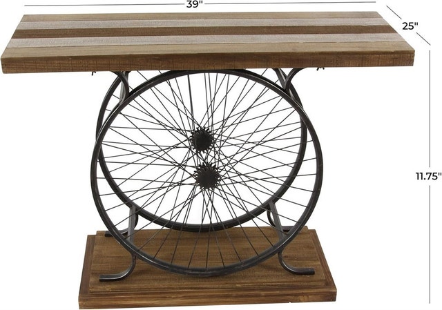 Deco 79 Wood Bike Wide Slatted Top Console Table - photo 4
