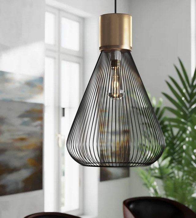 Tookes 1 - Light Antique Brass/Black Single Pendant