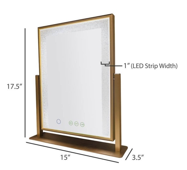 12 in. x 16 in. Tri-Color Frosted Edge LED Mirror Gold w Bluetoo - photo 4