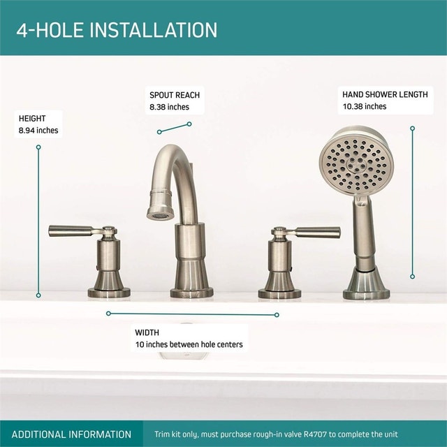 PTT4523-BN Westchester Roman Tub Trim Kit with Hand Shower - photo 3