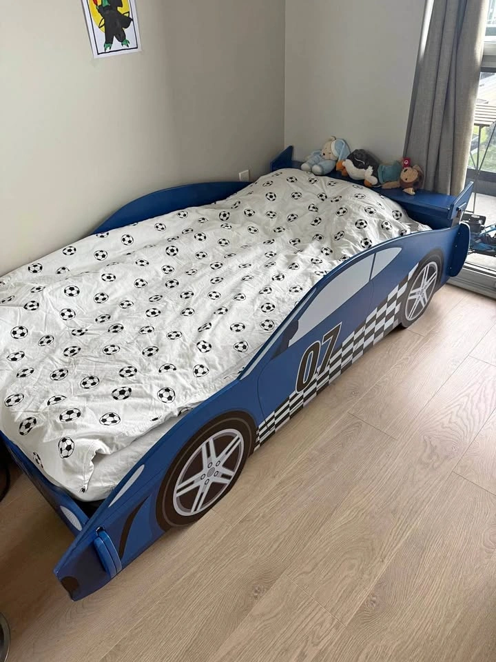 Blue Race Car Toddler Kids Bed Frame