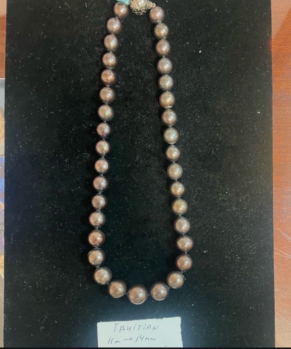 Tahitian Pearl Necklace - 17 Inch Dark Brown Silver