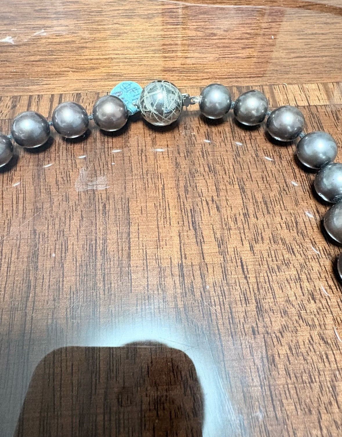 Tahitian Pearl Necklace - 17 Inch Dark Brown Silver - photo 2