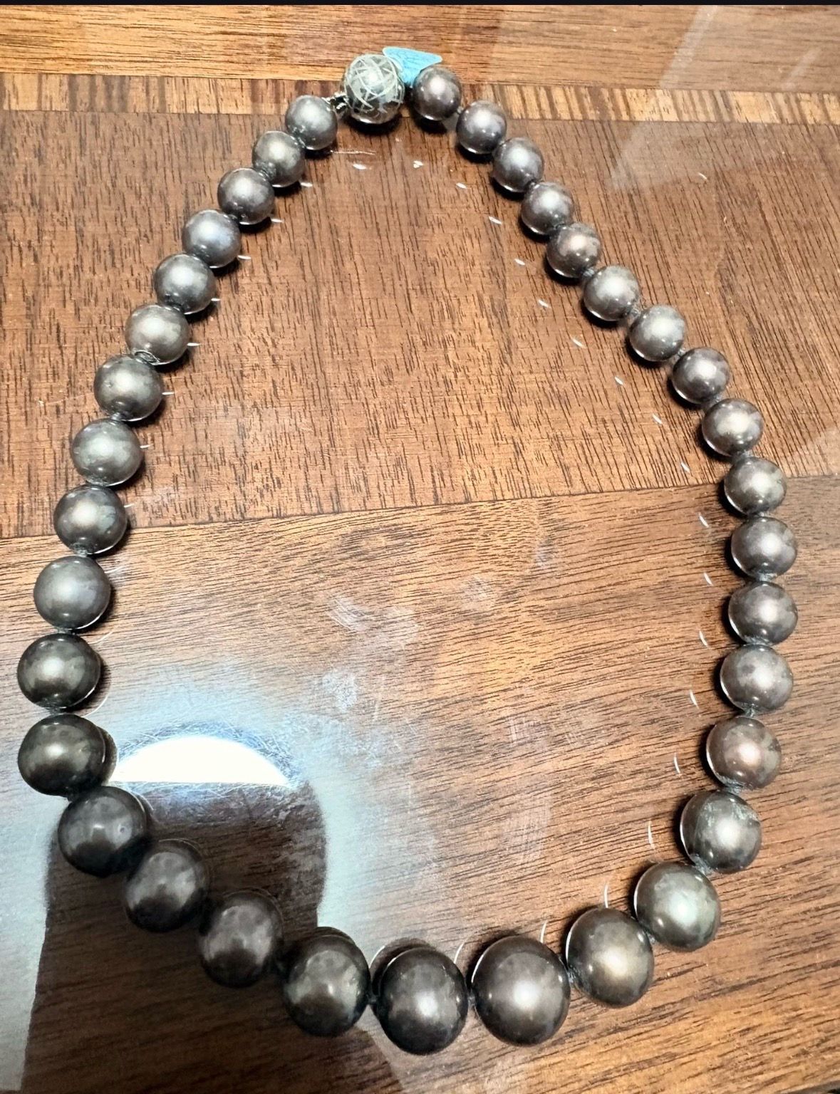 Tahitian Pearl Necklace - 17 Inch Dark Brown Silver - photo 5