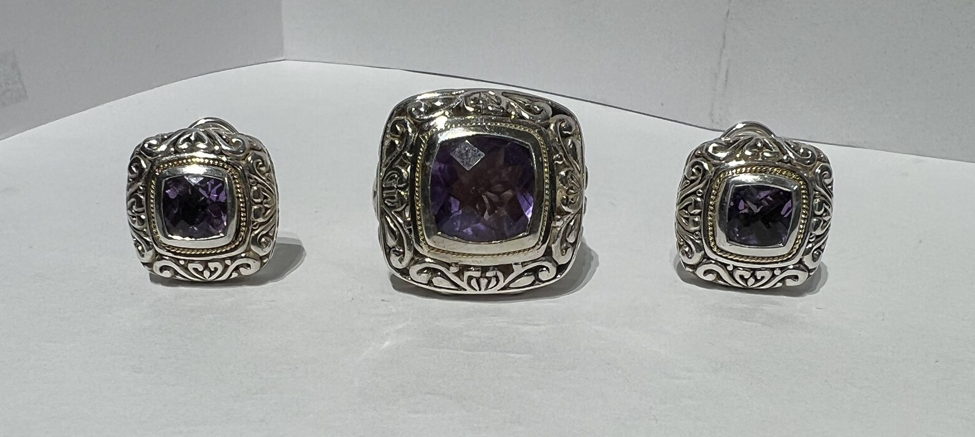 Eleganza Designer Earrings Set & Ring Size 9