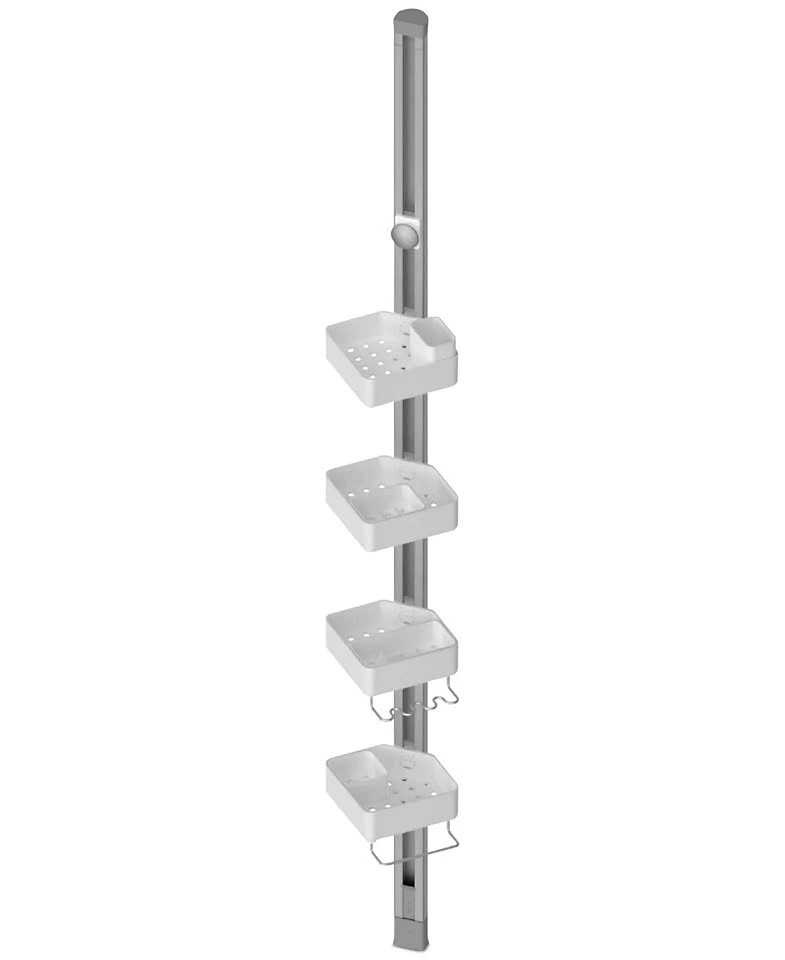 Sharper Image SpaStudio Tension-Pole 4-Tier Shower Caddy w/ BT S