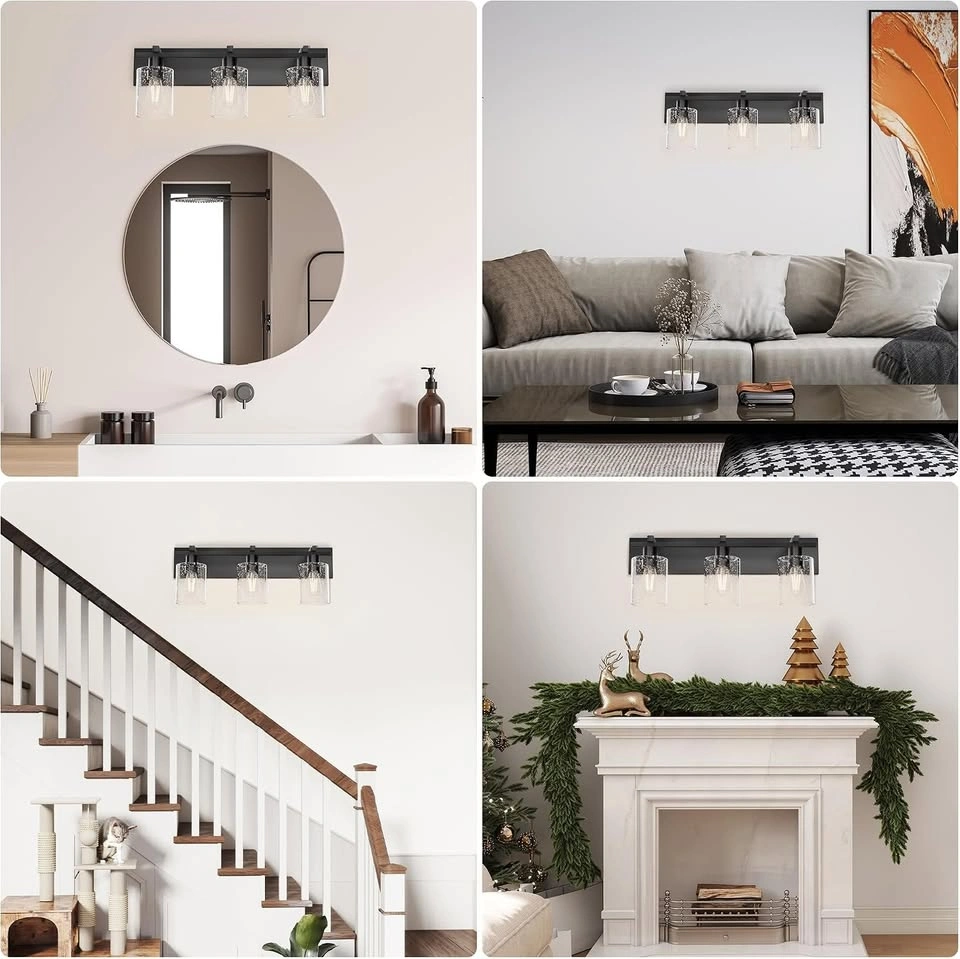 24 Inch Modern Wall Sconce Bathroom Vanity 3 Light Black Fixture - photo 3