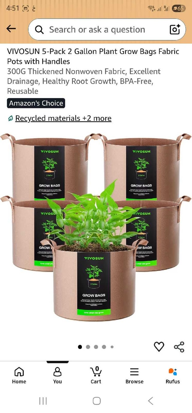 *NEW* VIVOSUN 5-Pack 2 Gallon Plant Grow Bags