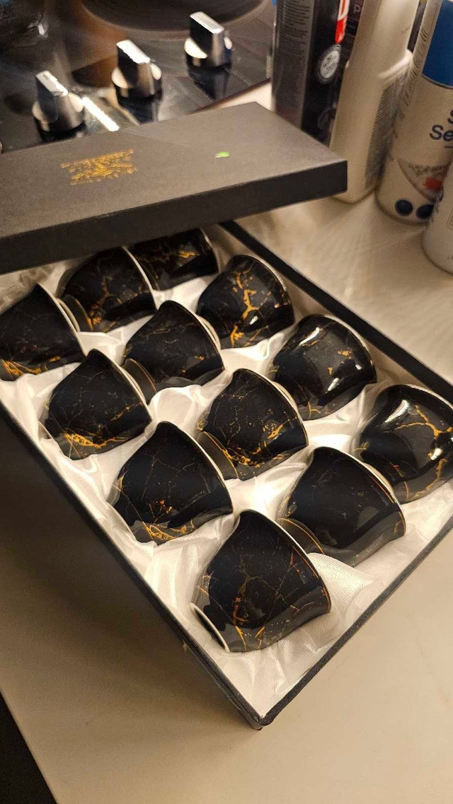 Elegant Black and Gold Saudi/Arabic Coffee Cup Set