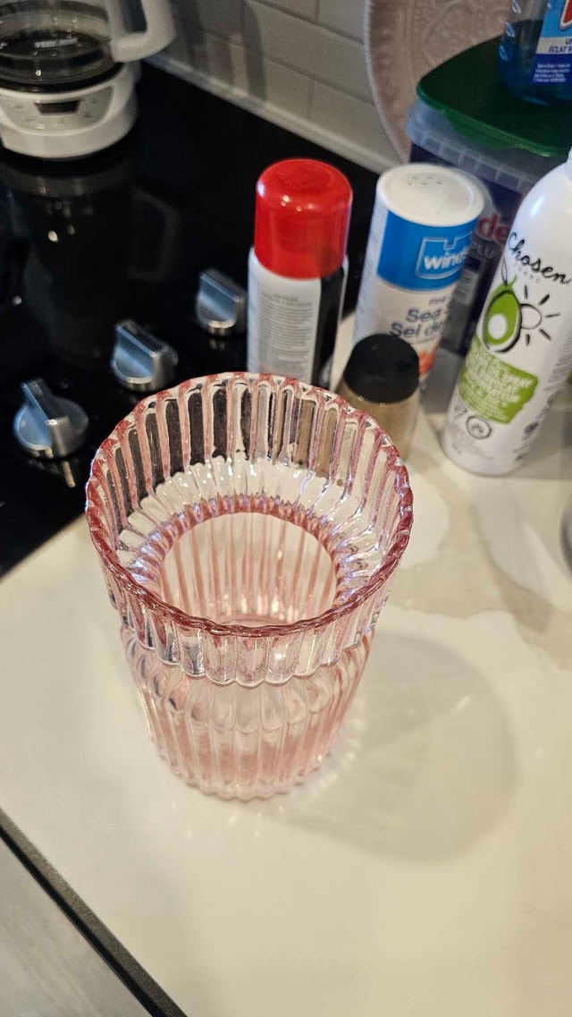 Pink Glass Vase and Compote Dish - photo 4