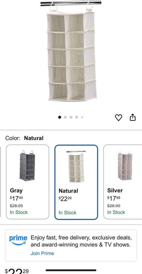 12 cubby closet canvas shoe or accessory organizer, hanging - photo 3