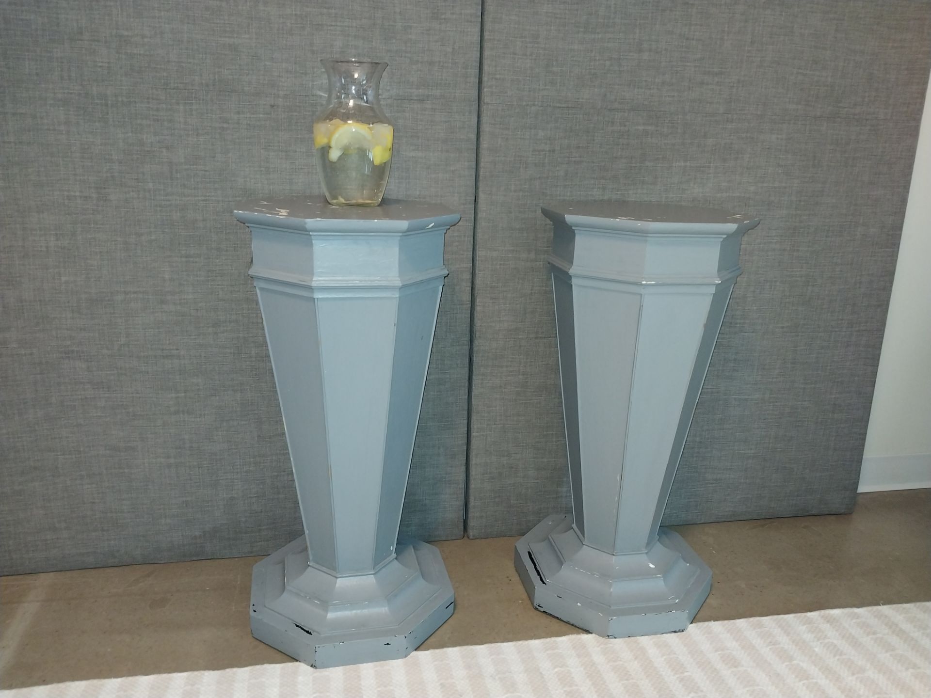 Matching Pair of Gray Decorative Pedestal Stands - photo 3