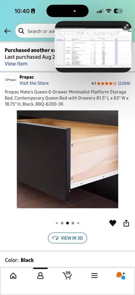 Wooden Queen Bed Frame w/ 6 Drawers – (Great Condition) image indicator(3)