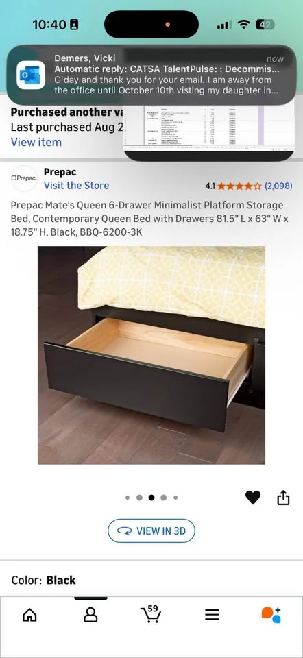 Wooden Queen Bed Frame w/ 6 Drawers – (Great Condition) image indicator(4)