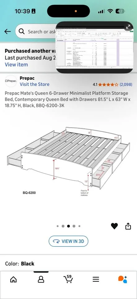Wooden Queen Bed Frame w/ 6 Drawers – (Great Condition) image indicator(5)