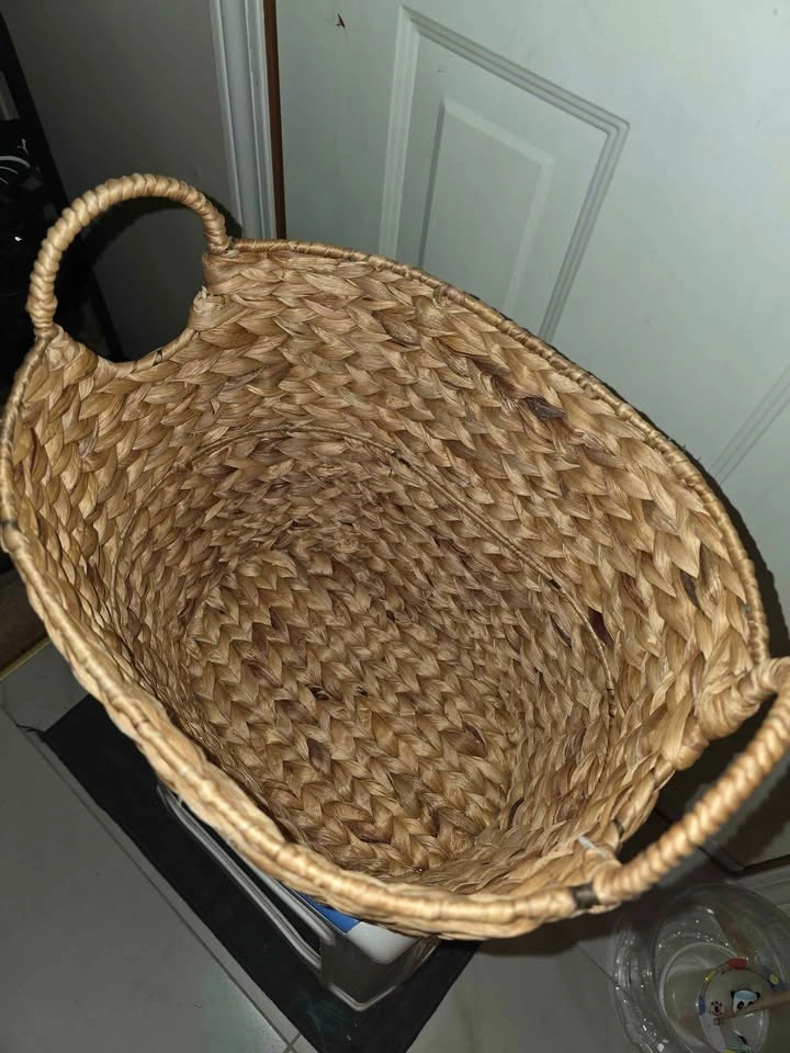 Woven Water Hyacinth Storage Basket with Handles - photo 2