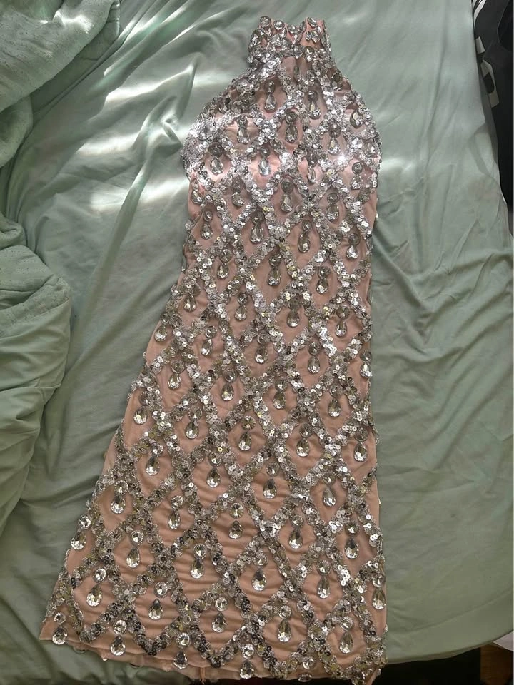Brand New Rhinestone Halter Mini Dress – Size Medium