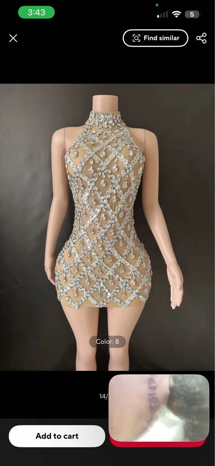 Brand New Rhinestone Halter Mini Dress – Size Medium - photo 2