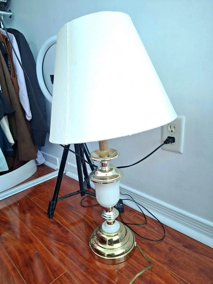Vintage Brass and White Ceramic Table Lamp