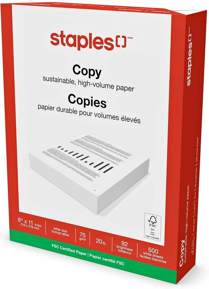 Copy Printing Paper - 8.5" W x 11" H - White - 500 Sheets