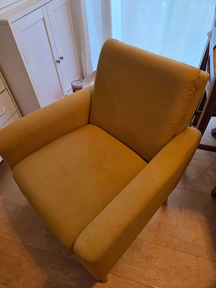 Mustard Yellow Upholstered Accent Chair - photo 2