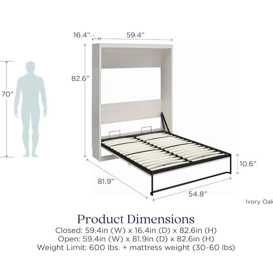 Full/Double Murphy Bed – Ivory Oak - photo 5