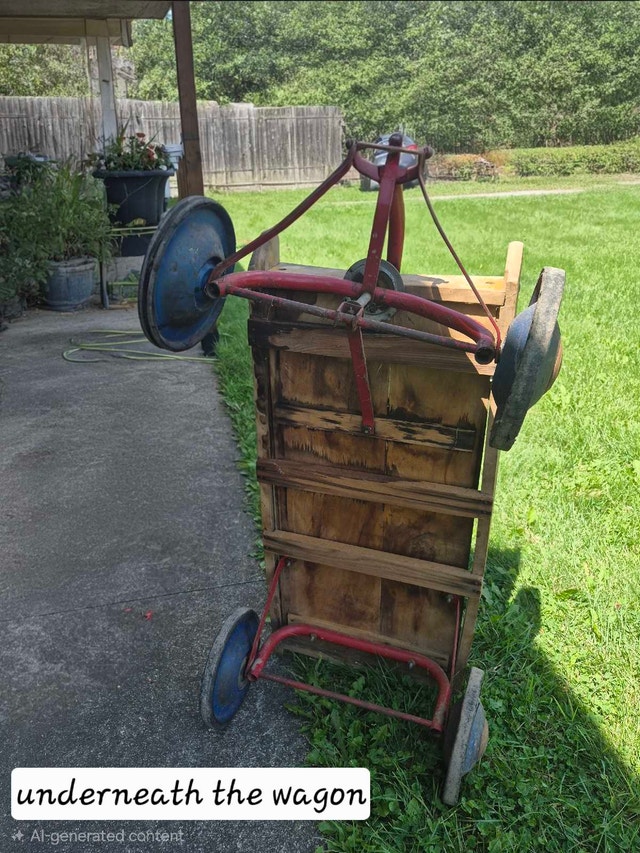 1960's solid wood pull wagon - photo 4