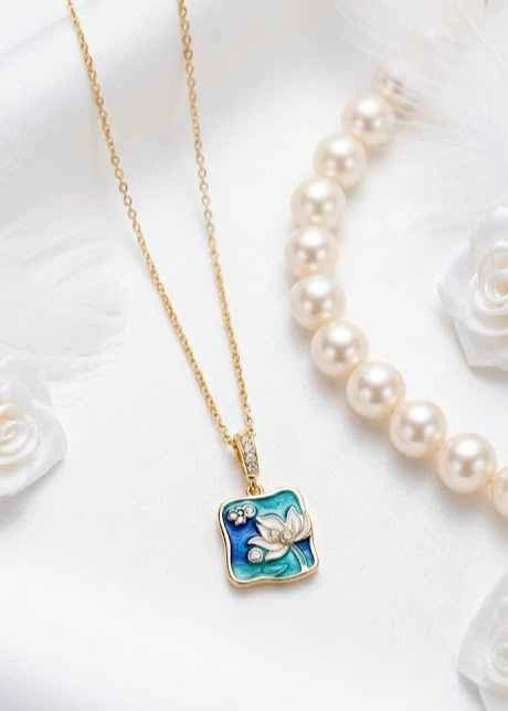 Dainty Gold-Tone Resin Pendant Necklaces with Sparkling Pavé Bal - photo 2