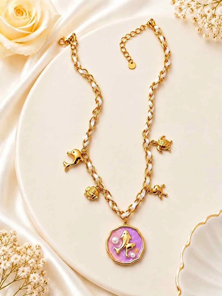 Gold-Tone Charm Necklaces with Assorted Fruits, Flowers & Coasta