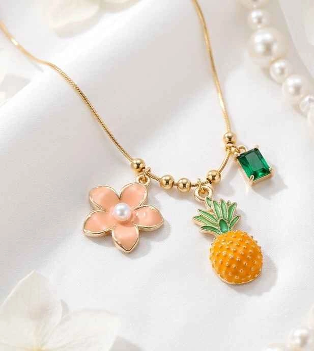 Gold-Tone Charm Necklaces with Assorted Fruits, Flowers & Coasta - photo 3