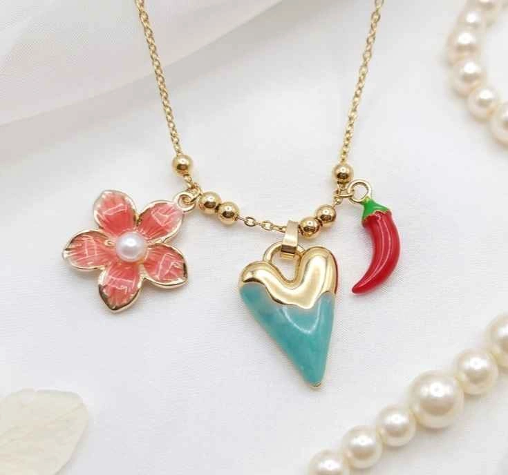Gold-Tone Charm Necklaces with Assorted Fruits, Flowers & Coasta - photo 4