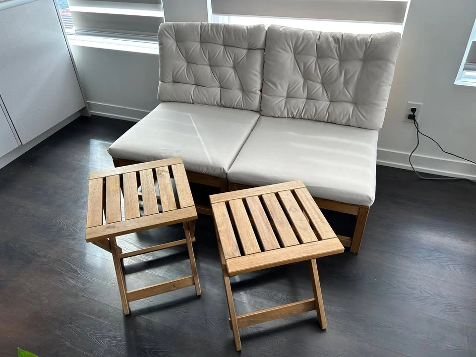 IKEA Balcony/Patio Set – 2 Lounge Chairs + Cushions + 2 Stools - photo 2