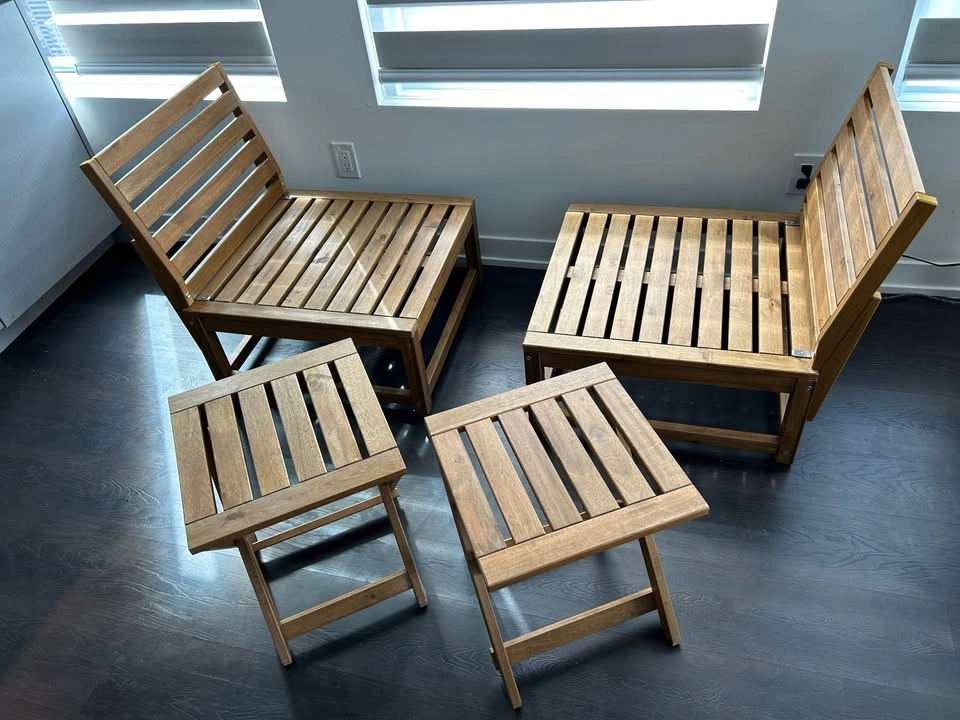 IKEA Balcony/Patio Set – 2 Lounge Chairs + Cushions + 2 Stools - photo 4