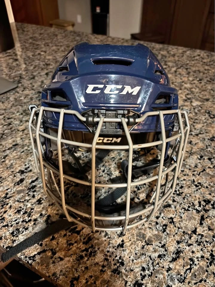 CCM Tacks 310 M Hockey Helmet with CCM silver cage.