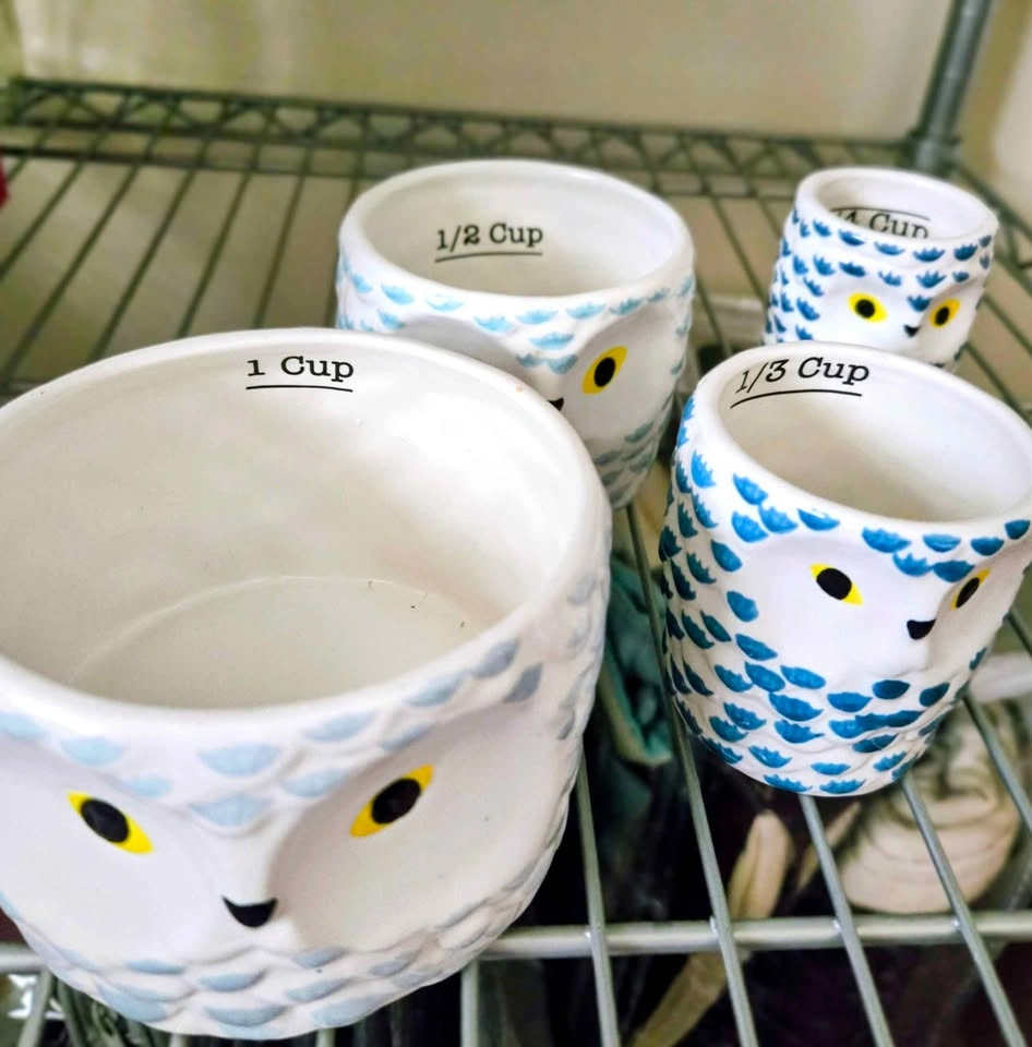 Ceramic Snowy Owl Nesting Measuring Cups Set - photo 2