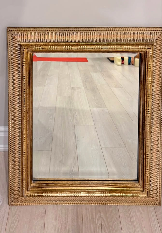 Gold Textured Beveled Wall Mirror
