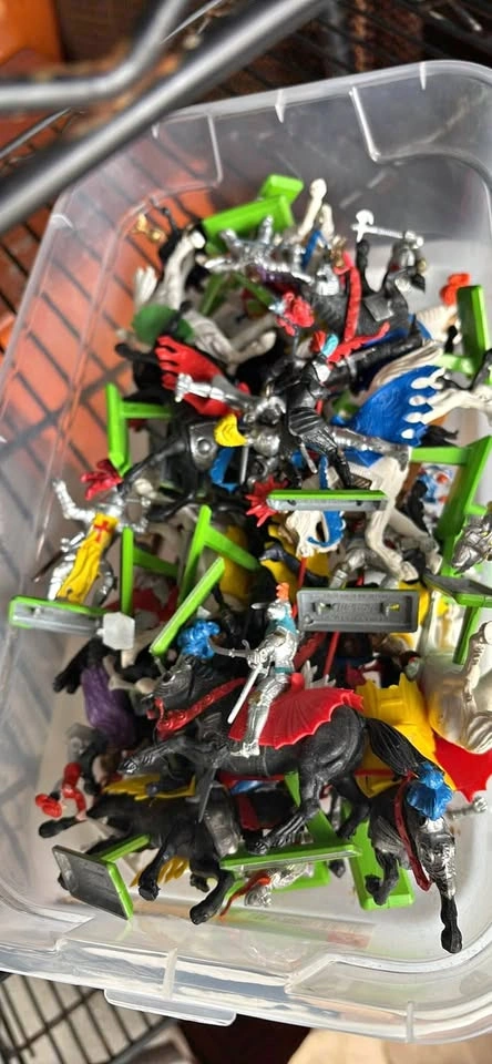 Bulk Lot of Plastic Toy Knights and Horses