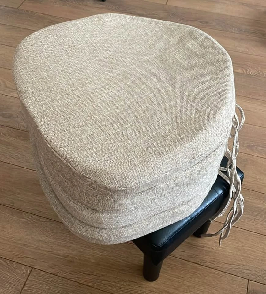 Set of 4 Beige Non Slip Textured Chair Cushions with Ties - photo 2