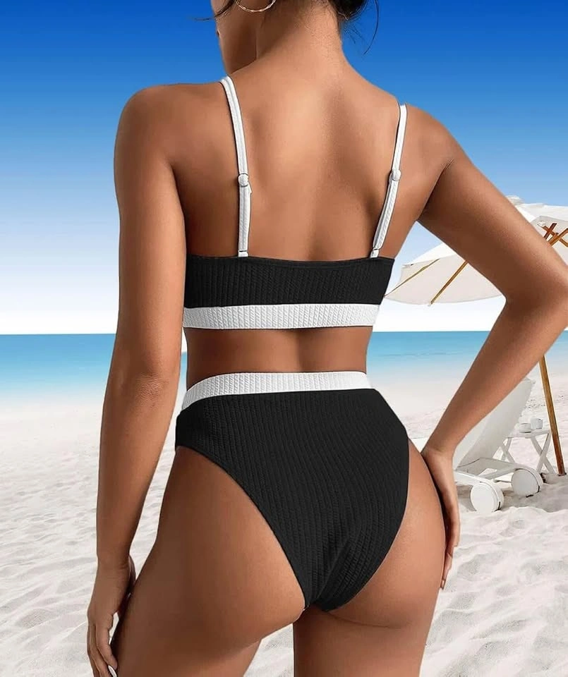 New Womens High Waisted Bikini Set Ribbed 2 Piece Bathing Suit L - photo 3