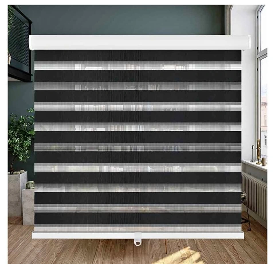 LUCKUP Cordless Zebra Blinds Roller 66Wx183H cm - Black