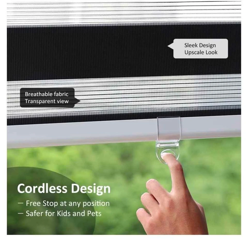 LUCKUP Cordless Zebra Blinds Roller 66Wx183H cm - Black - photo 5