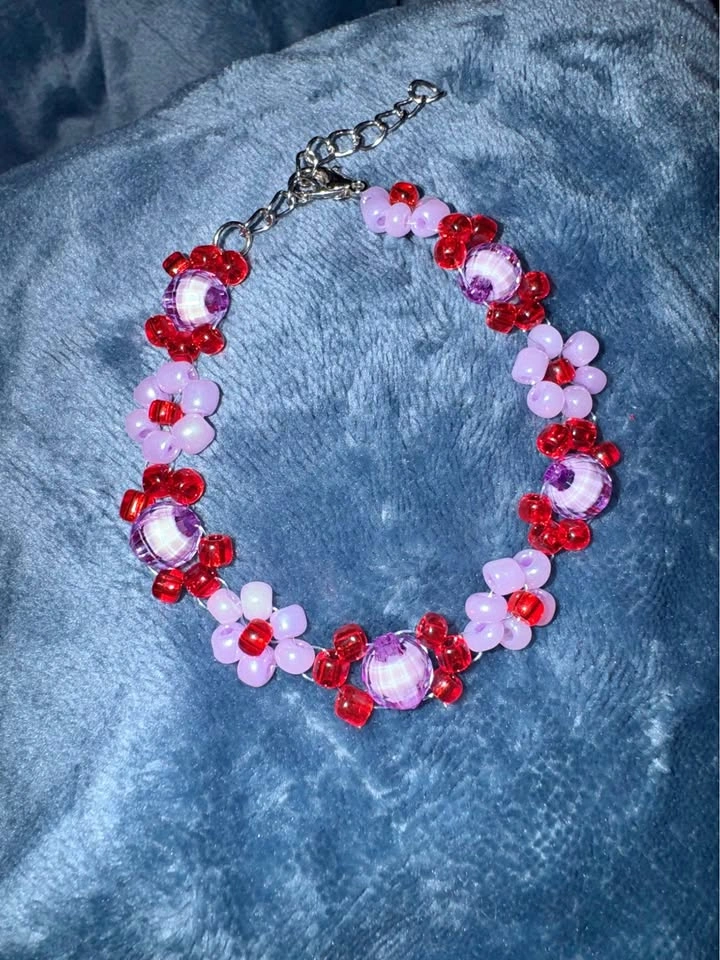 Handmade Floral beaded bracelet