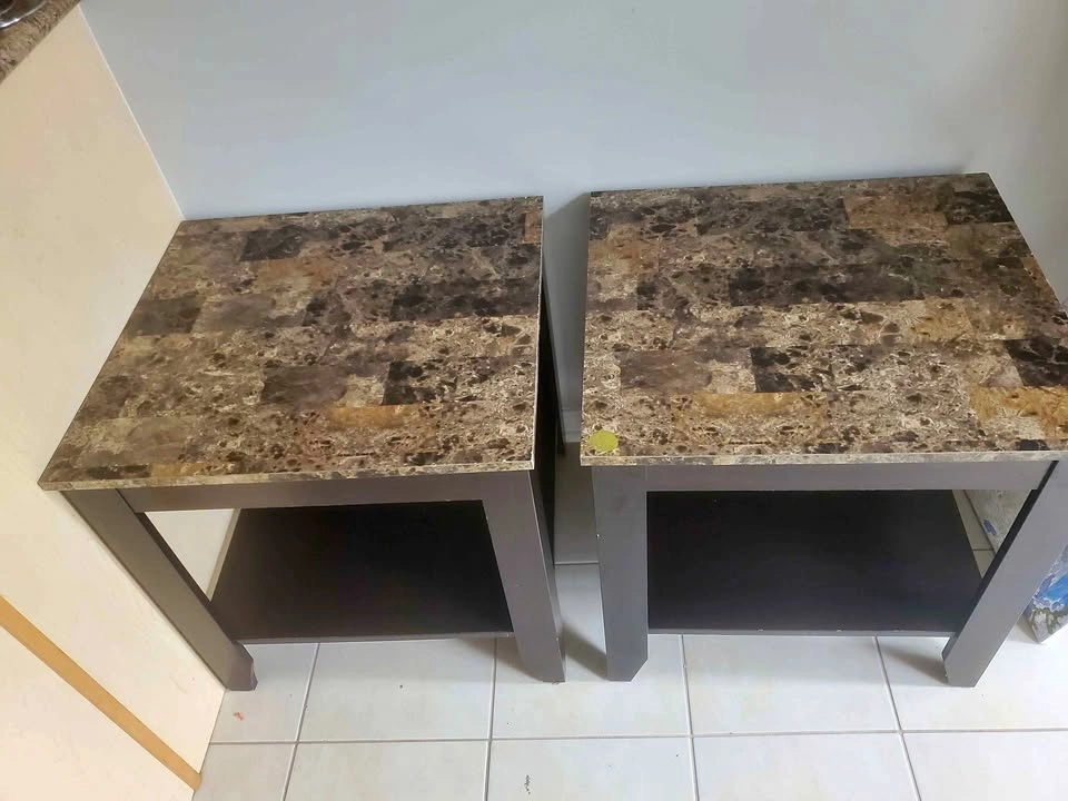 Pair of Faux Marble Top End Tables