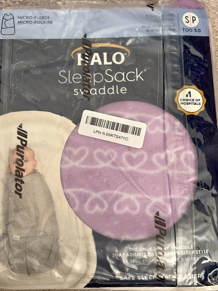 HALO Sleepsack Swaddle, Heartline Micro-Fleece, 3-6 months