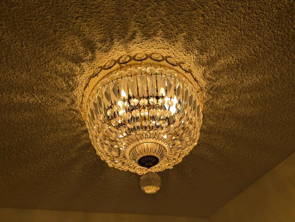 Vintage Crystal Chandelier, Flush Mount, and Wall Sconce Set - photo 3