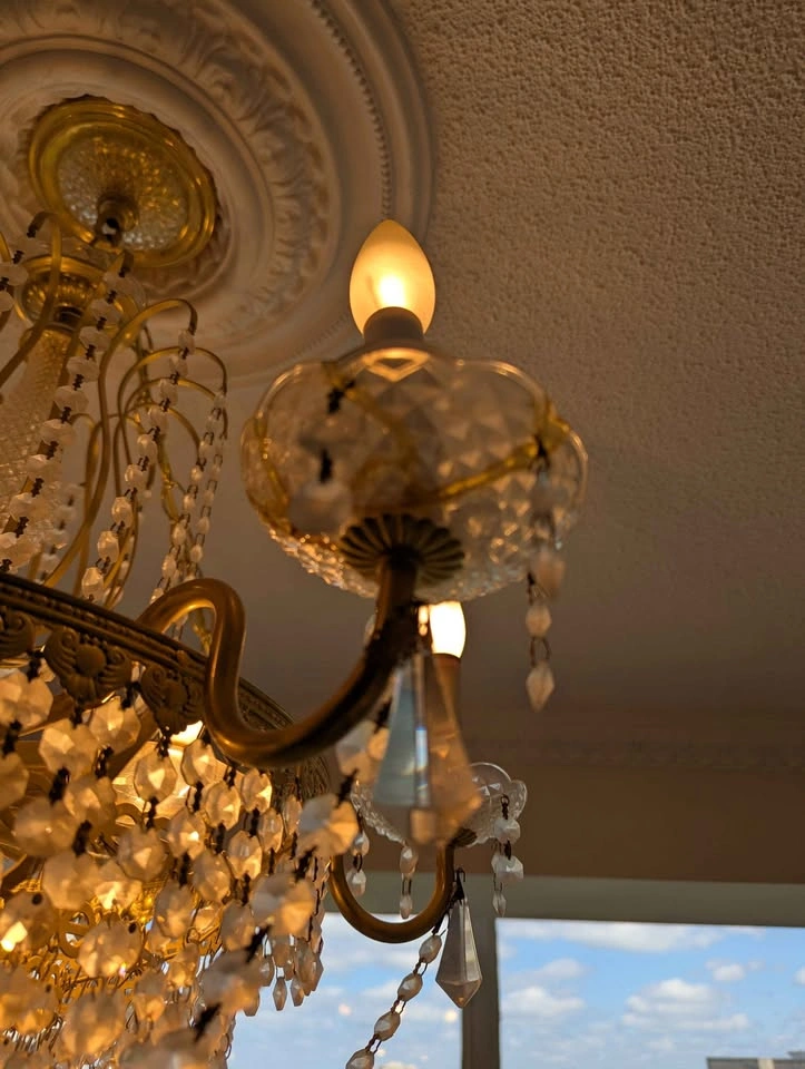 Vintage Crystal Chandelier, Flush Mount, and Wall Sconce Set - photo 4